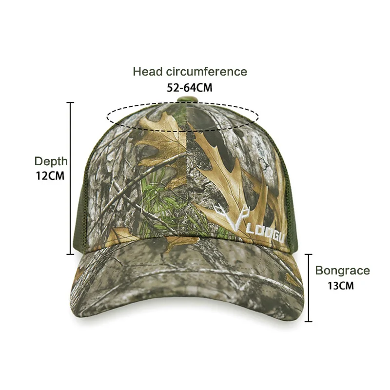 Outdoor Hunting Hat Bionic Tree Pattern Baseball Hat Men Women Jungle Stripe Wild Sun Protection Breathable Shooting Cap