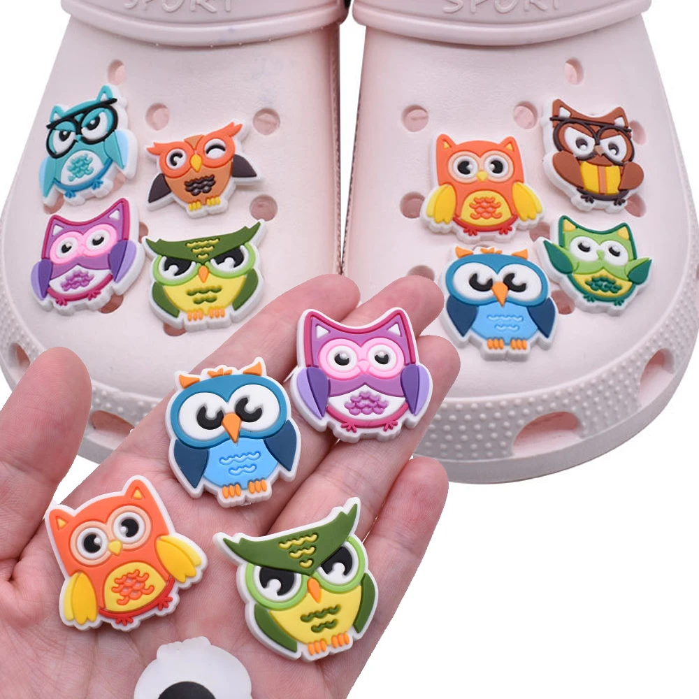 

Wholesale 1pcs PVC Shoe Accessories for Crocs Charms Owl Badge Women Clogs Buckle Kids Pins Decoration Jeans Party Favors