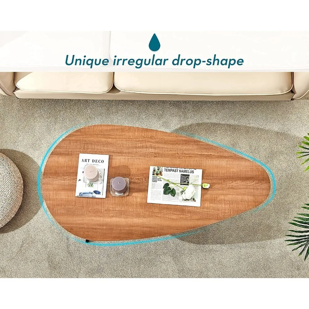 Modern Coffee Table White Oval Coffee Tables for Living Room Simple Center Table for Small Space Home Office Easy Assembly 3