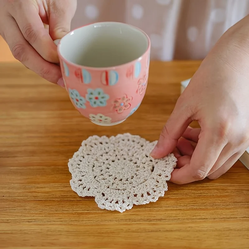 5 قطع من قواعد الأكواب الكروشيه العتيقة - مثالية ل...