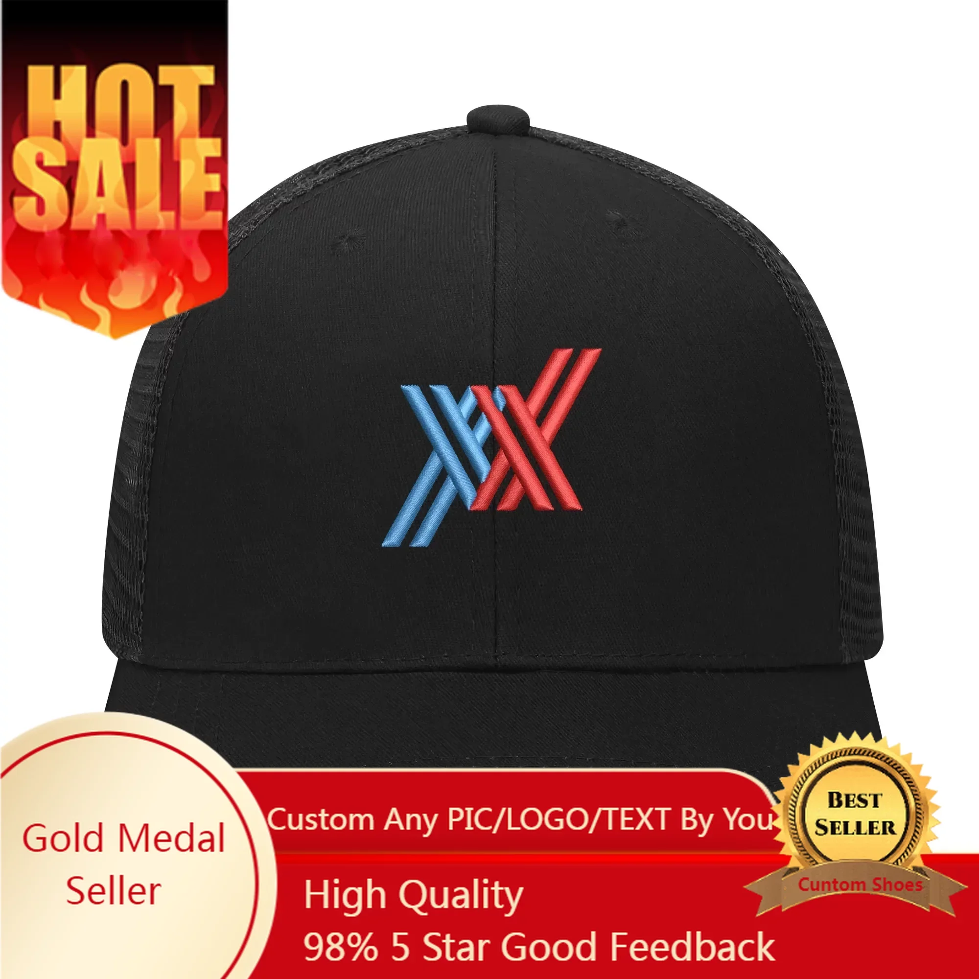 

DARLING in the FRANXX Logo Embroidery Hat Mens Womens Sports Baseball Hats Hip Hop Mesh Cap Summer Headdress Custom Made Caps