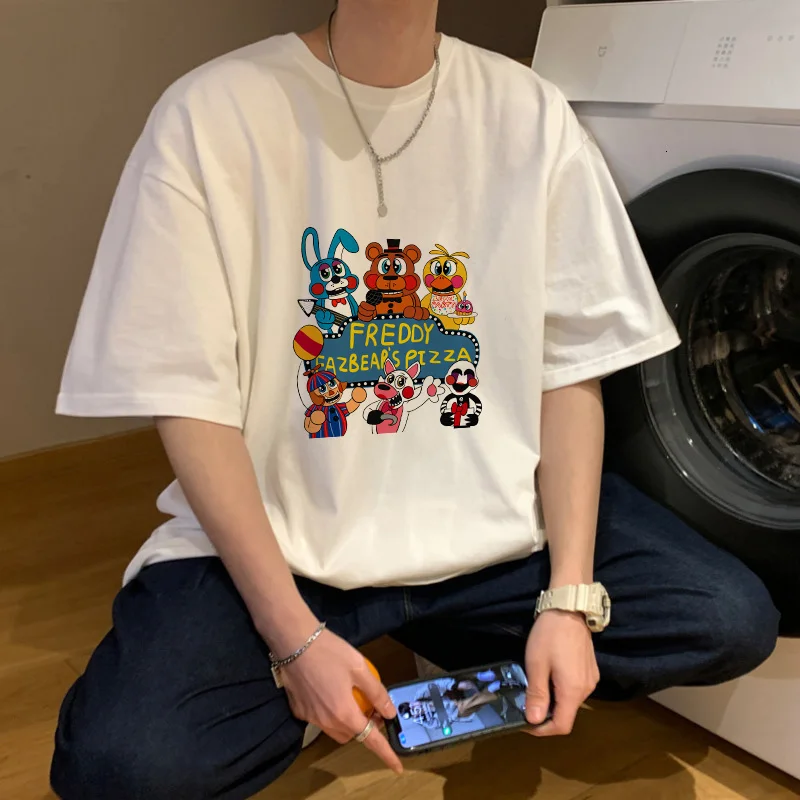 

FNAF T-shirt Women Men Funny Game Fashion Anime Tee Shirts Kawaii Cartoons Casual Clothes Cotton Unisex Streetwear Harajuku Tops