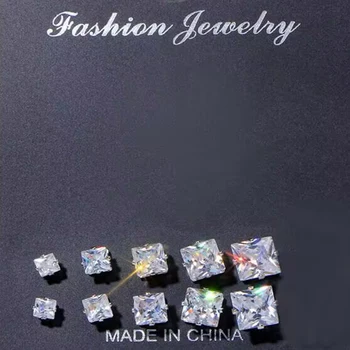 5 Pair/lot Square Shiny Wedding Stud Earrings Set for Women Men Crystal Jewelry Ear Studs Accessories Earring Jewelry Gift