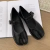 Split Toe Mary Janes Shoes For Women Square heel Tabi Shoes Loafer 2025 Spring Summer Soft Leather Women Pumps Shoes 3