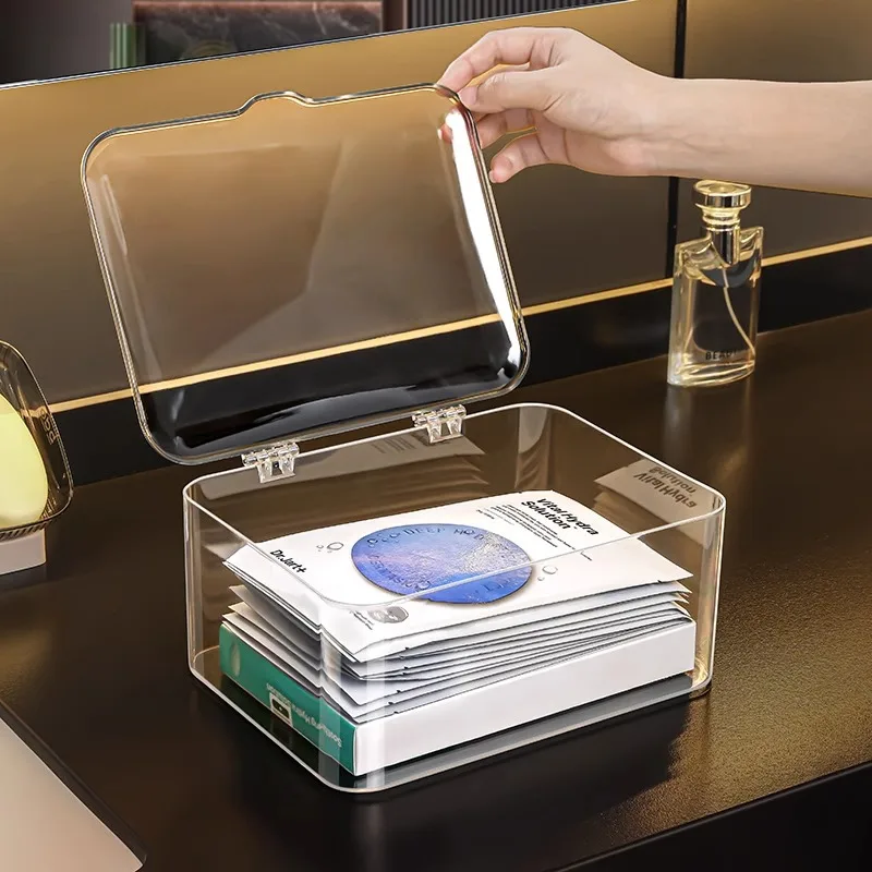 Acrylic Sundries Storage Basket Phone Case Holder Transparent Phone Case Organizer Storage Box Cover Home Desktop