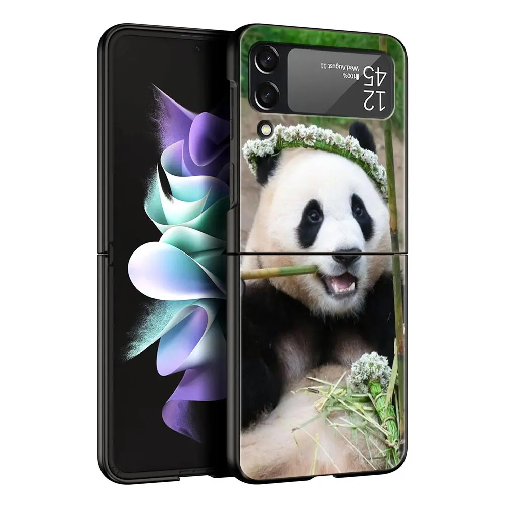 Luxury Black Folding Phone Case with Fubao Panda Design