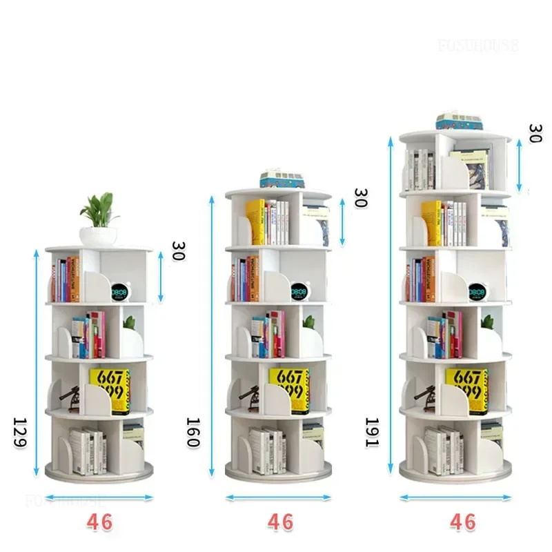 Rotating Floor-standing Bookcases for Apartment Modern Household Bookshelf Minimalist Density Board Bookcase for Library H