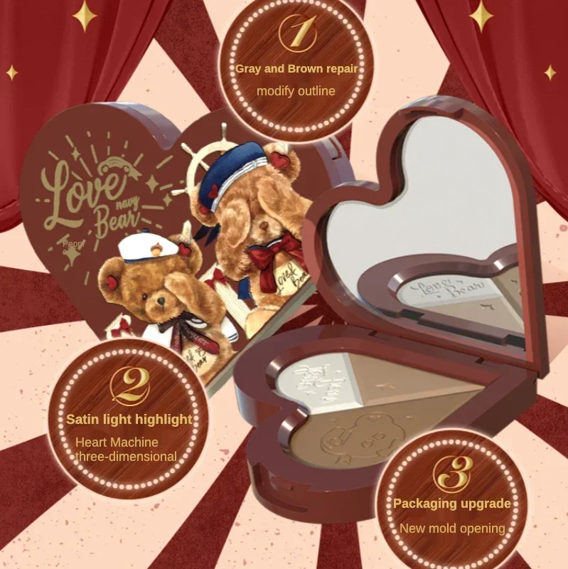 

Flower Know Teddy Repair Highlight Makeup Palette Three-Dimensional Matte Three-Color Natural Decoration Brightening Thin face