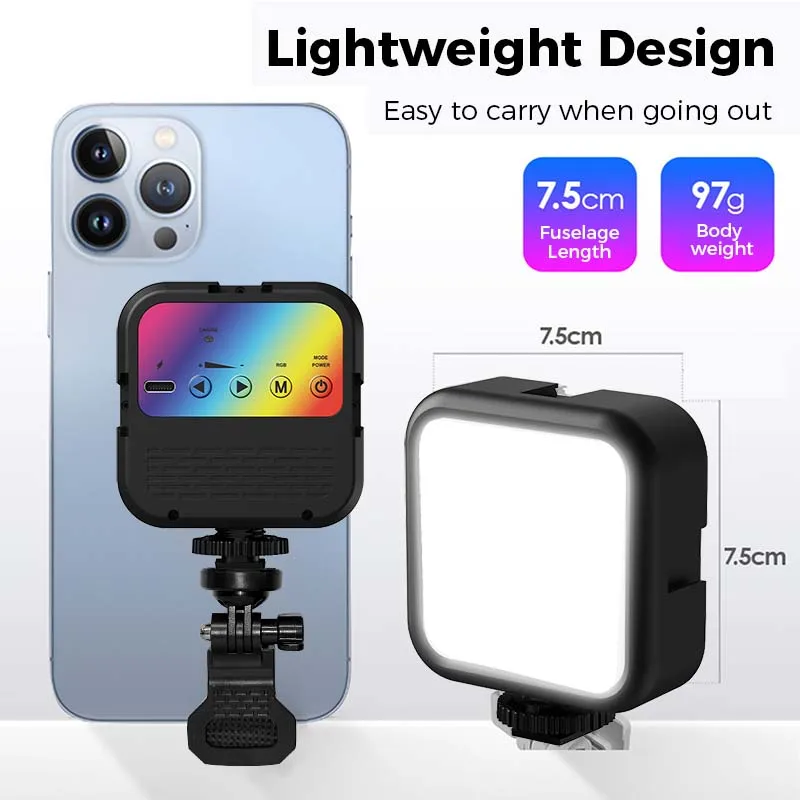 Description Picture 6 of itemMACTREM Full Color RGB LED Video Light 3000K-7000K 800LM Mini Pocket Fill Light Rechargeable Photography Portable Handheld Light