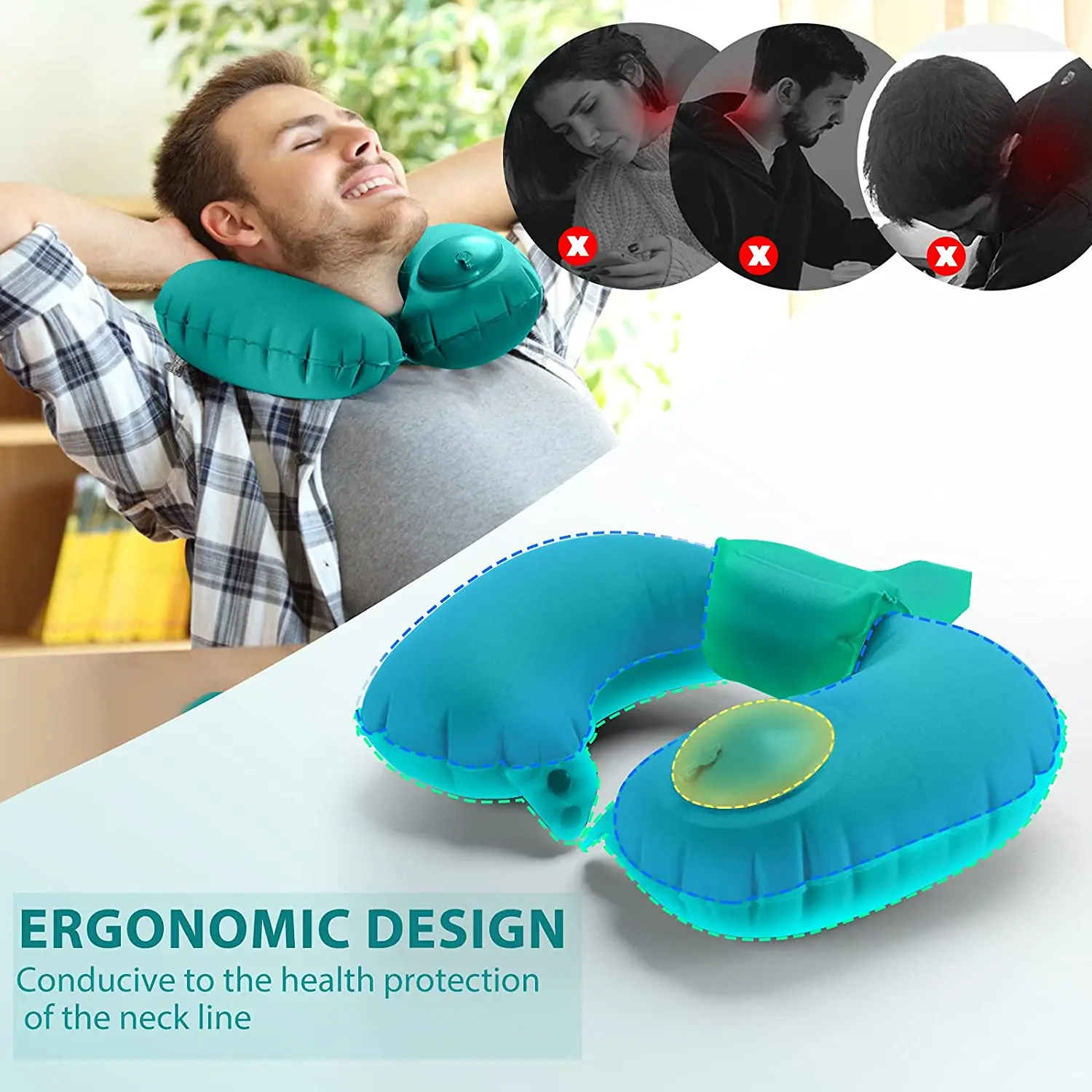 Almohada Cervical Cojin Para Avion Almohada Inflable Pack
