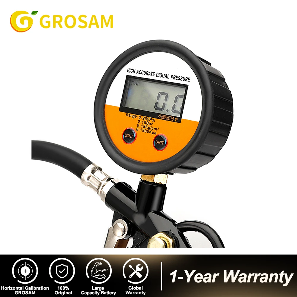 Grosam Digital Car Eu Manometro Per Gonfiaggio Pressione Aria Per Pneumatici Display Lcd Retroilluminazione A Led Tester Per Veicoli Monitoraggio Gonf