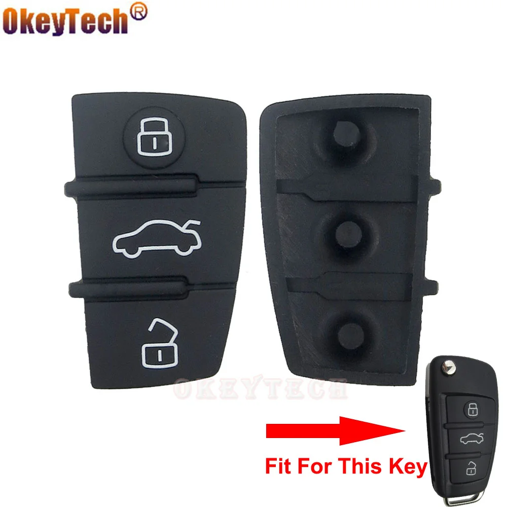 OkeyTech 3 Buttons Replacement Car Key Rubber Button Pad For Audi A3 A4