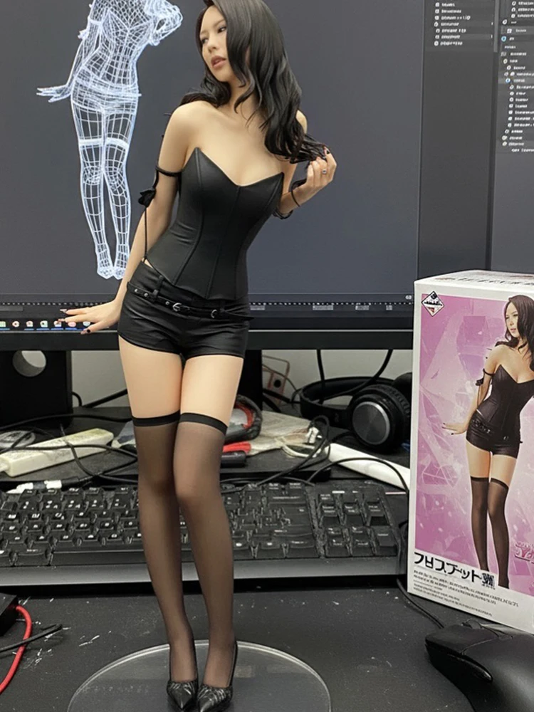 Nibber Faux Leather Coquette 2 Piece Set Women Sexy Wild Sleeveless Patchwork Vest+High Waist Shorts Street Slimple Clubwear