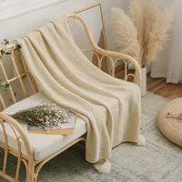 Wool Knit Plaid Blanket With Tassel Super Soft Bohemia Throw Blanket for Bed Sofa Cover Bedspread Decor Blankets 4