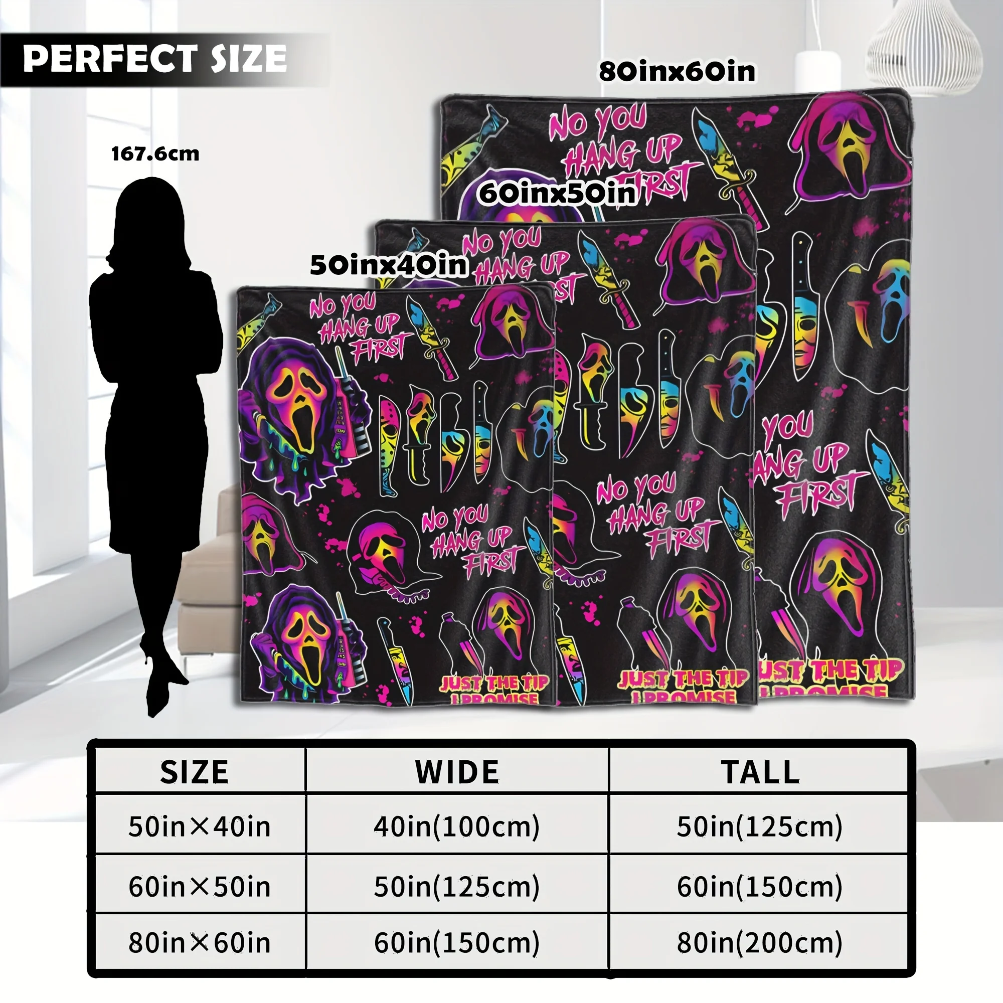 Halloween Horror Movie Blanket,Halloween Small Blanket,Soft Flannel Bed Blanket Living Room Sofa Bedroom Decoration Gift 3