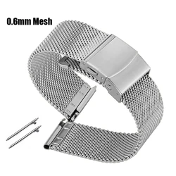 Premium Stainless Steel Mesh Milanese Watch Strap - Versatile Sizing Options - 24mm (0.6mm Mesh Silver)