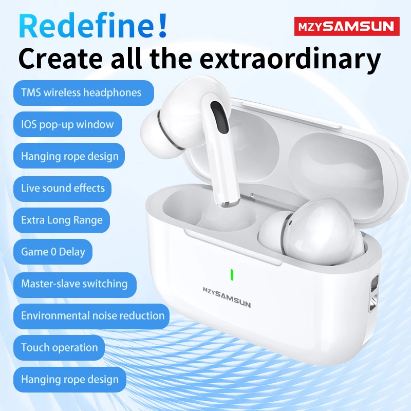 

MZYSAMSUN E17 TWS 5.3 Bluetooth Earphones Active Noise Cancelling ANC Wireless Headphones HiFI Stereo Sound Headset Earbuds