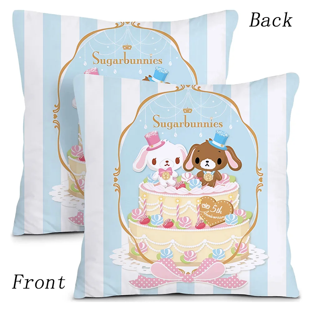 S_Sugarbunnies Anime Pillow Covers Cartoon Sofa Decorative Home Double-sided Printing Short Plush Cute Cushion Cover 4