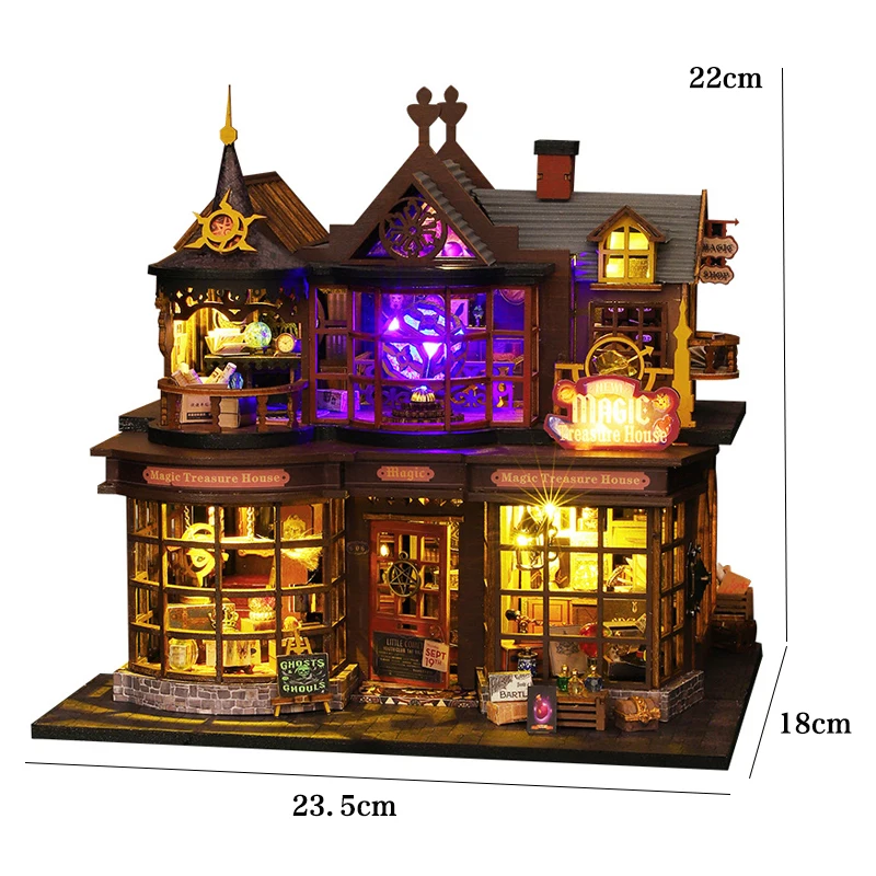 LEDライト付き木造住宅キット,3Dパズル,小さな家,組み立てモデル LEDライト付き木造住宅キット,3Dパズル,小さな家,組み立てモデル