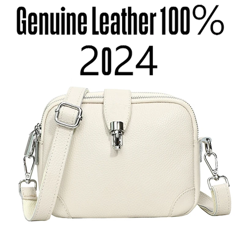 

Luxury New 2024 Women's Shoulder Bag 100% Layer Cowhide Female Messenger Bags Trendy Designer Casual Handbag Wallet Sac A Main