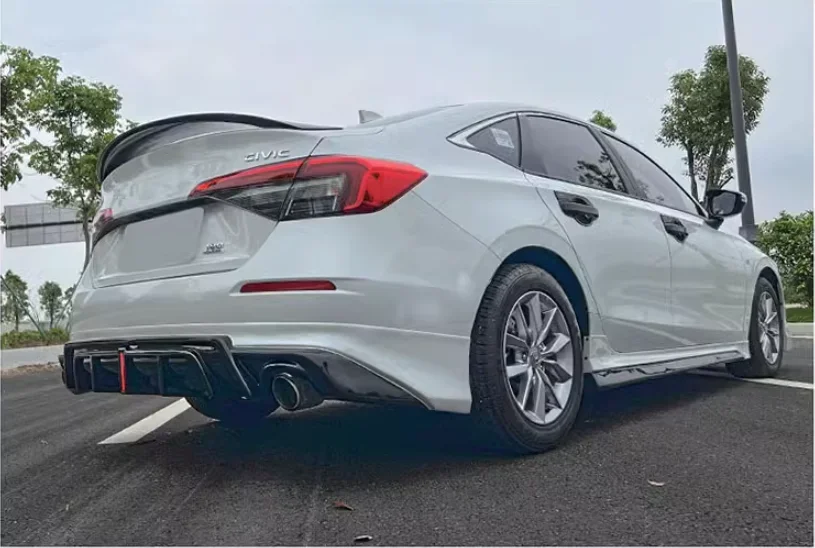 For Honda Civic Sedan 11th 2022 2023 2024 ABS Bumper Front Lip Rear Trunk Diffuser Spoiler Side Skirt Body Kit