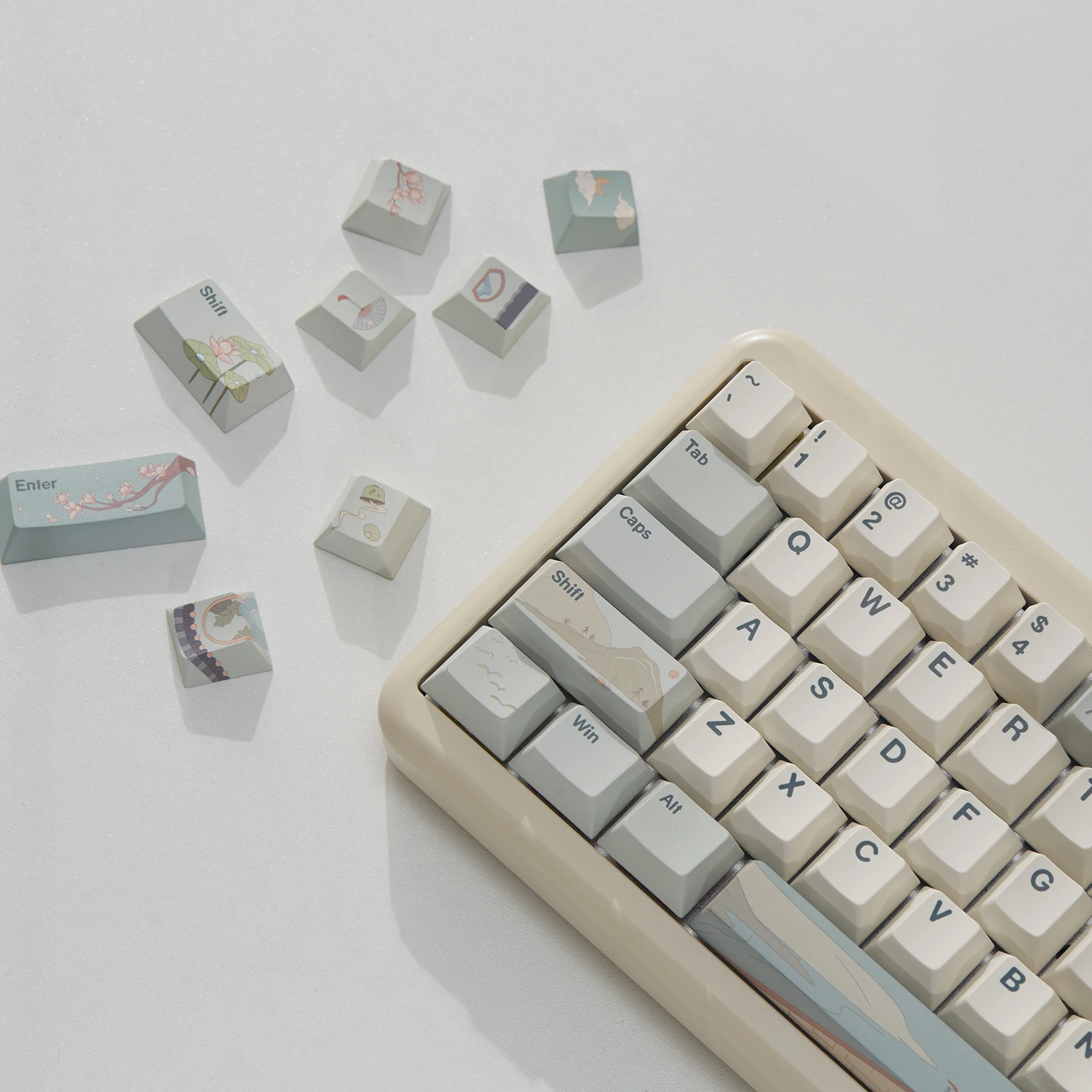 Yunzii-spring Tea 145 Full-key Dye Sub Pbt Custom Keycap Key-puller para Cherry Gateron mx Switch Teclado Mecânico Gaming - Imagem 3