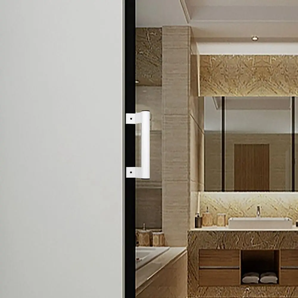 Description Picture 6 of itemAluminium Alloy Punch-free Furniture Cabinet Handle Sliding Barn Door Handle Pull And Flush Hardware Set Wood Door Drawer Handle