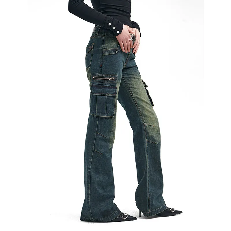 Women Blue Baggy Cargo Jeans Harajuku Y2k 90s Aesthetic High Waist Denim Trouser 2000s Oversize Jean Pants Vintage Clothes - Image 3