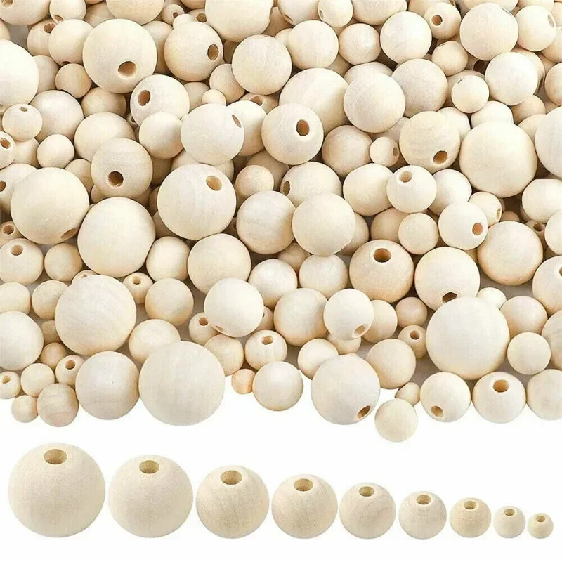 Natural Wood Beads 10/50/100/500pcs Large Hole Wooden Beads Pearl Lead-Free Balls For Macrame Jewelry Charms Crafts 8-20mm jewelry making supplies craft supplies