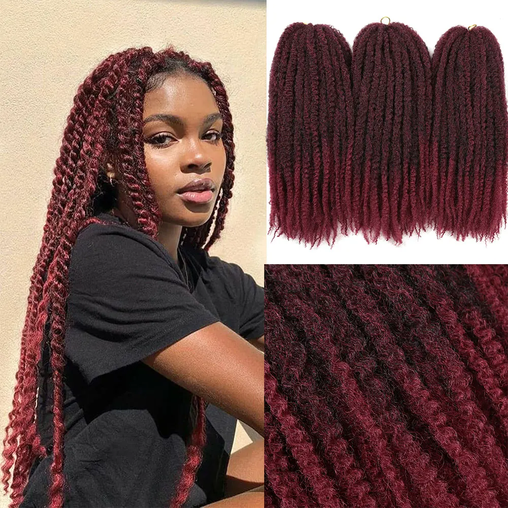 Alibaby Marley Hair for Twists 18 Inch Long Afro Kinky Marley Braids Hair Kanekalon Synthetic Crochet Braiding Hair Extensions 2