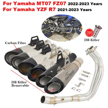 Slip On For YAMAHA MT-07 FZ-07 MT07 FZ07 2021 - 2023 Motorcycle Exhaust System Modify Escape Muffler Moto DB Killer Front Pipe
