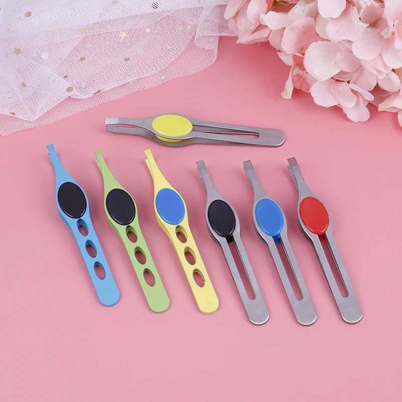 1Pc Professional Eyebrow Tweezers Eyebrow Hair Removal Clip Makeup Eyelash Extension Eyelash Tweezers Beauty Random color 2