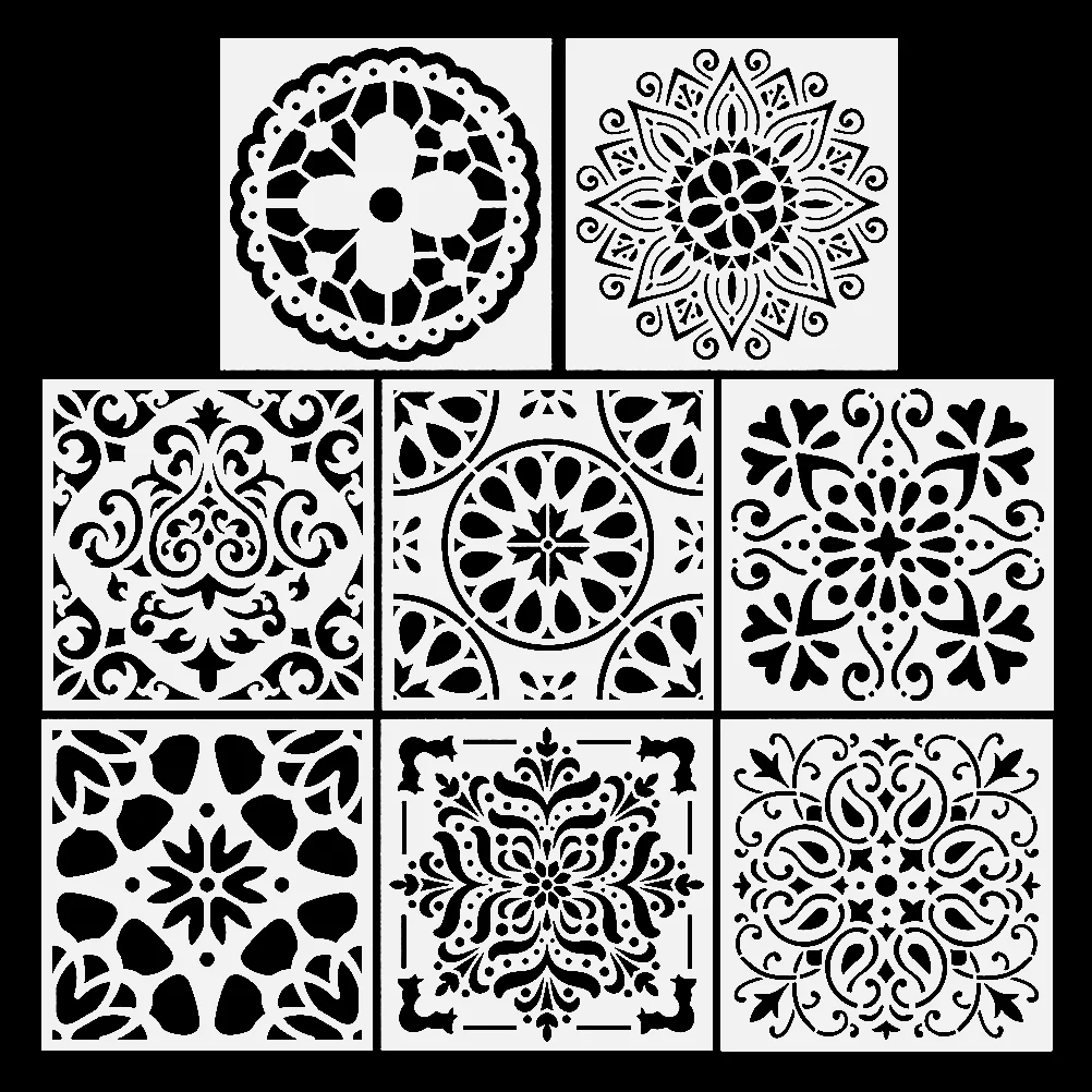 Reusable Stencils Set Hollow Out Mandala Painting Stencil Flower Drawing Stencil Floor Wall Tile Stencils Spray template mandala stencils template set dot painting hollow stencil for rock stone wall diy drawing art projects 36pcs