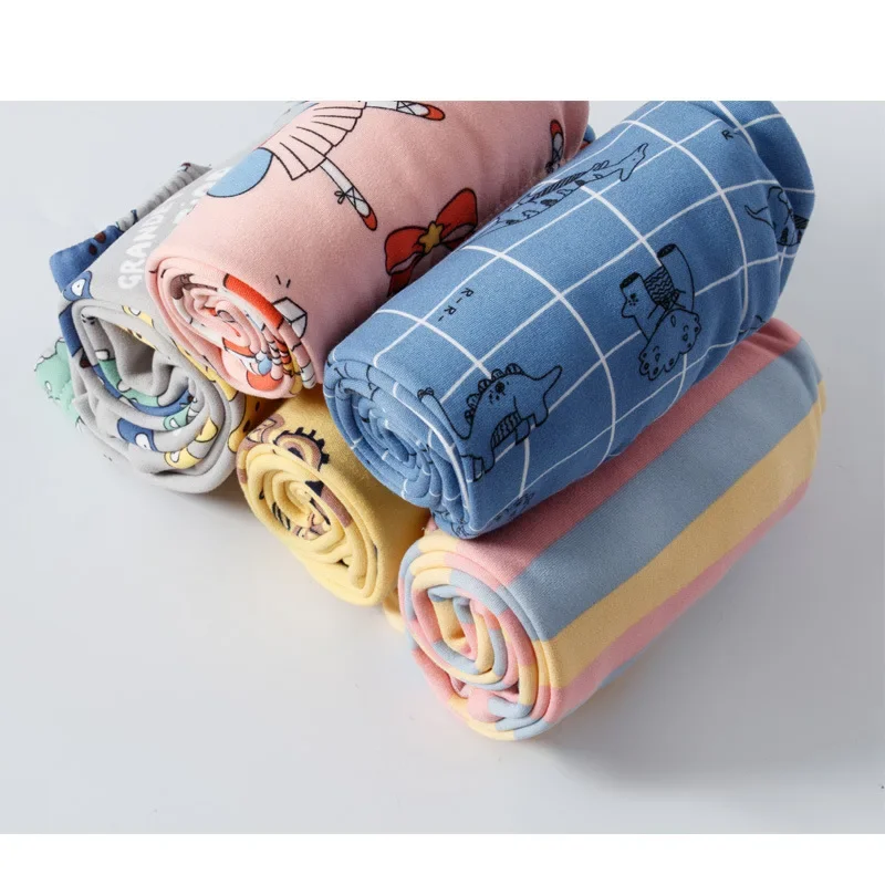Girls Boys Sleep Pants Kids Fleece Pant Cartoon Print Trousers Fall Winter Home Wear Children's Thicken Clothing Casual