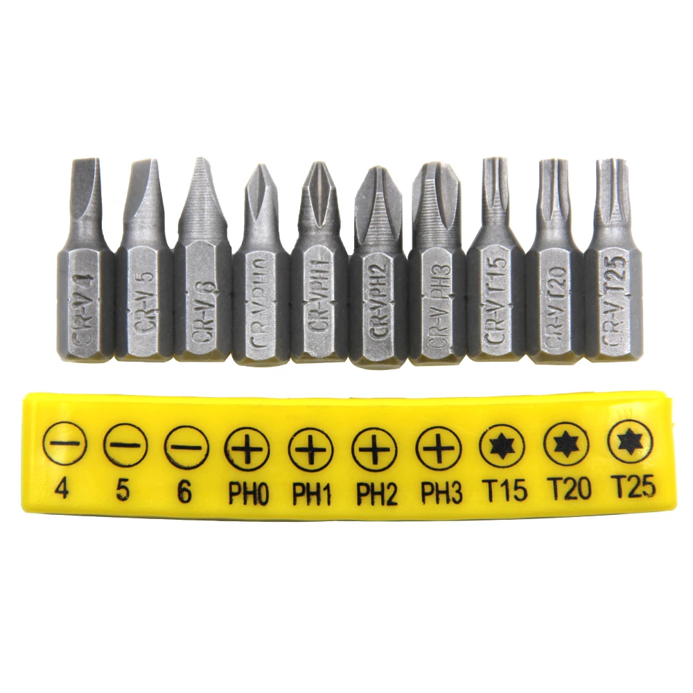 Rubber Strip Cross Screwdriver Head Bit 10pc 60mm Conversion Extension Rod Woodworking Power Tool Set