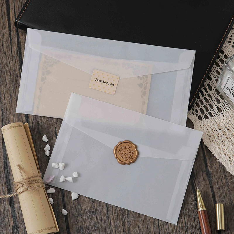 10pcs/set Translucent Envelopes Frosted Small Fresh Invitation Card Cover for Party Wedding Writing Paper Letter Pads Envelope 45 sheets kraft paper memo pads vintage foldable envelopes letter writing message notes postcards invitation card cover office