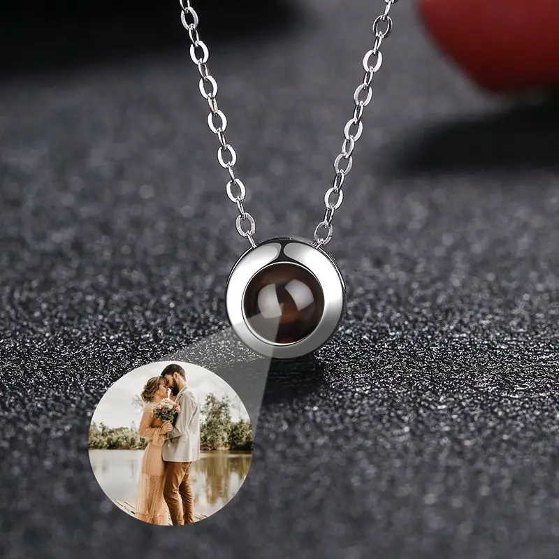 Personalized Custom Photo Necklaces Round Shaped Projection Photo Necklace for Women Mother Family Jewelry Memory Birthday Gift personalized bat shaped keyring father s birthday gift you will always be my hero keyring for heroes custom father s day gift