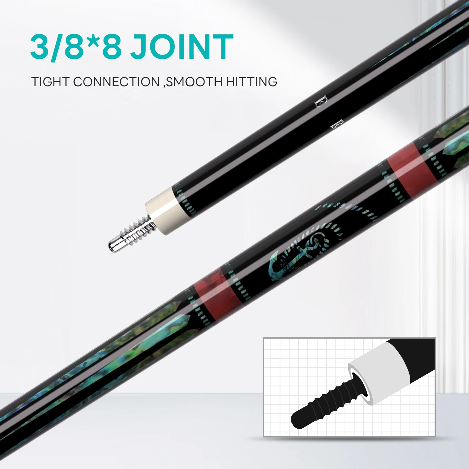 DAVID LOMAN カーボンファイバービリヤードキュー 58 インチ、3/8 * 8