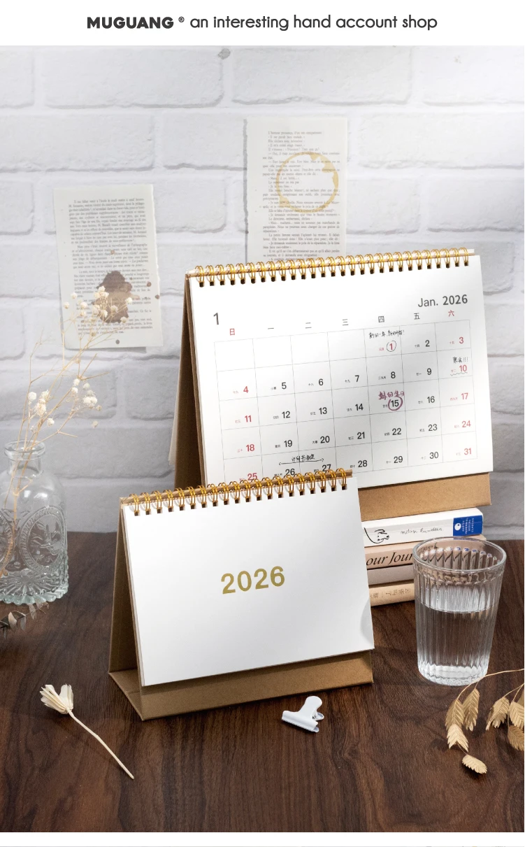 Journal GO Tragbarer, vereinfachter Standkalender, 2026-Seiten-Flip-Desktop-Ornament, Check-in-Planer, Kalender, Schule, Bürobedarf – Detail 1