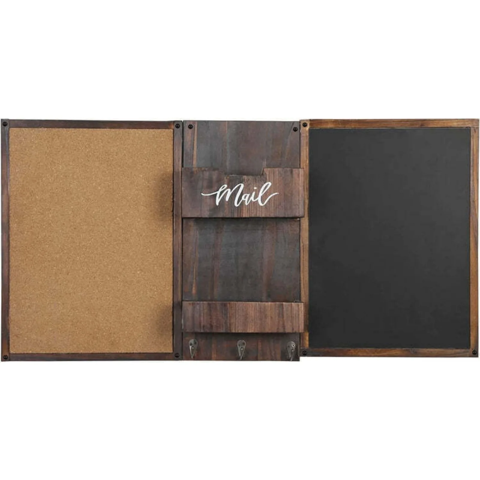 Wood Command Center Wall Organization Set with Chalkboard, Bulletin Cork Board United States