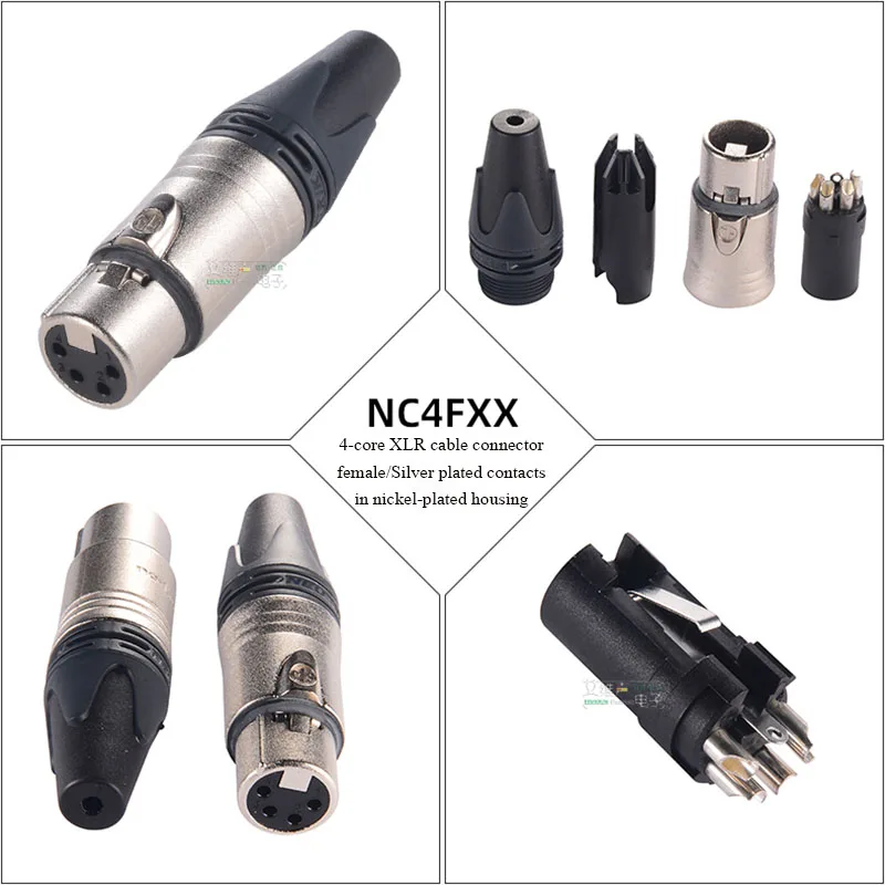 NC4MXX-B 4-Pin XLR Stecker mit vergoldeten/versilberten Kontakten – DIY-Kopfhörer-Balanced-Upgrade für Bühnenaudio – Detail 14