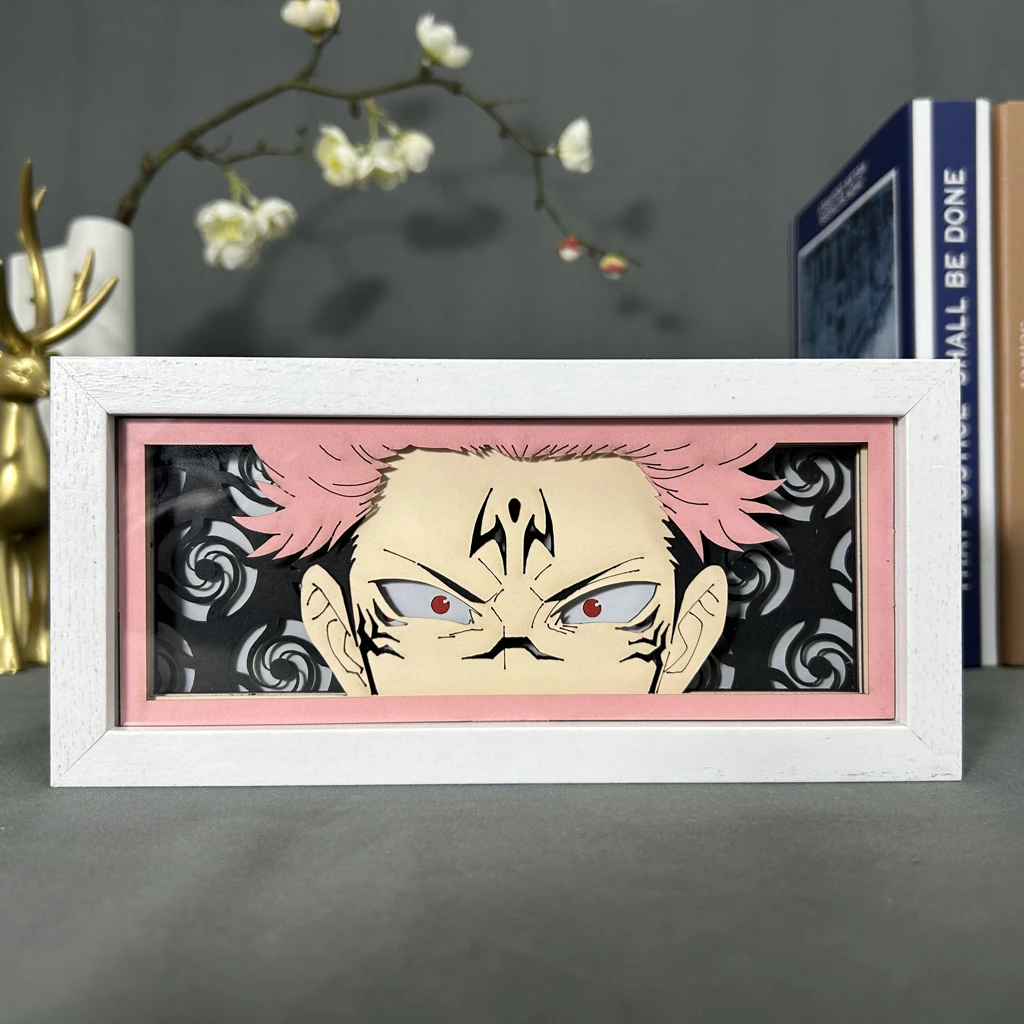 

Jujutsu Kaisen Sukuna Yuji Itadori Eye Face Lamp for Room Decor Lightbox Manga 3d Papercut diy Table Lamp Wood Anime Light Box