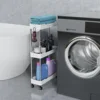 Toilet, bathroom, crevice storage rack, kitchen, narrow cabinet, living room, floor standing crevice rack，1pc 3