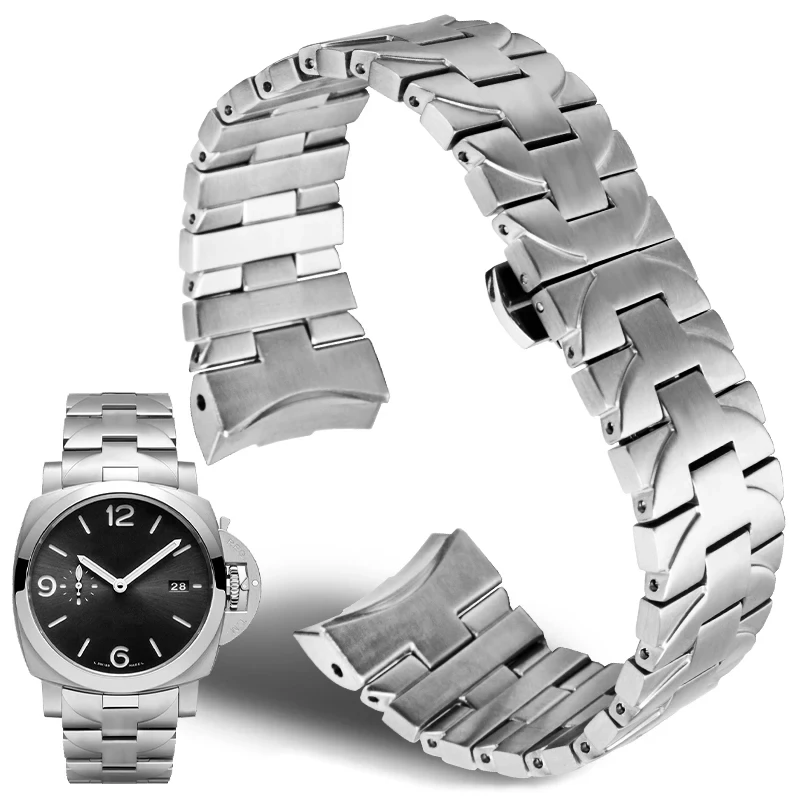 

Curved end stainless steel Suitable for Panerai PAM441 111 382 PAM01316 strap men's steel band butterfly CLASP BRACELET 24mm