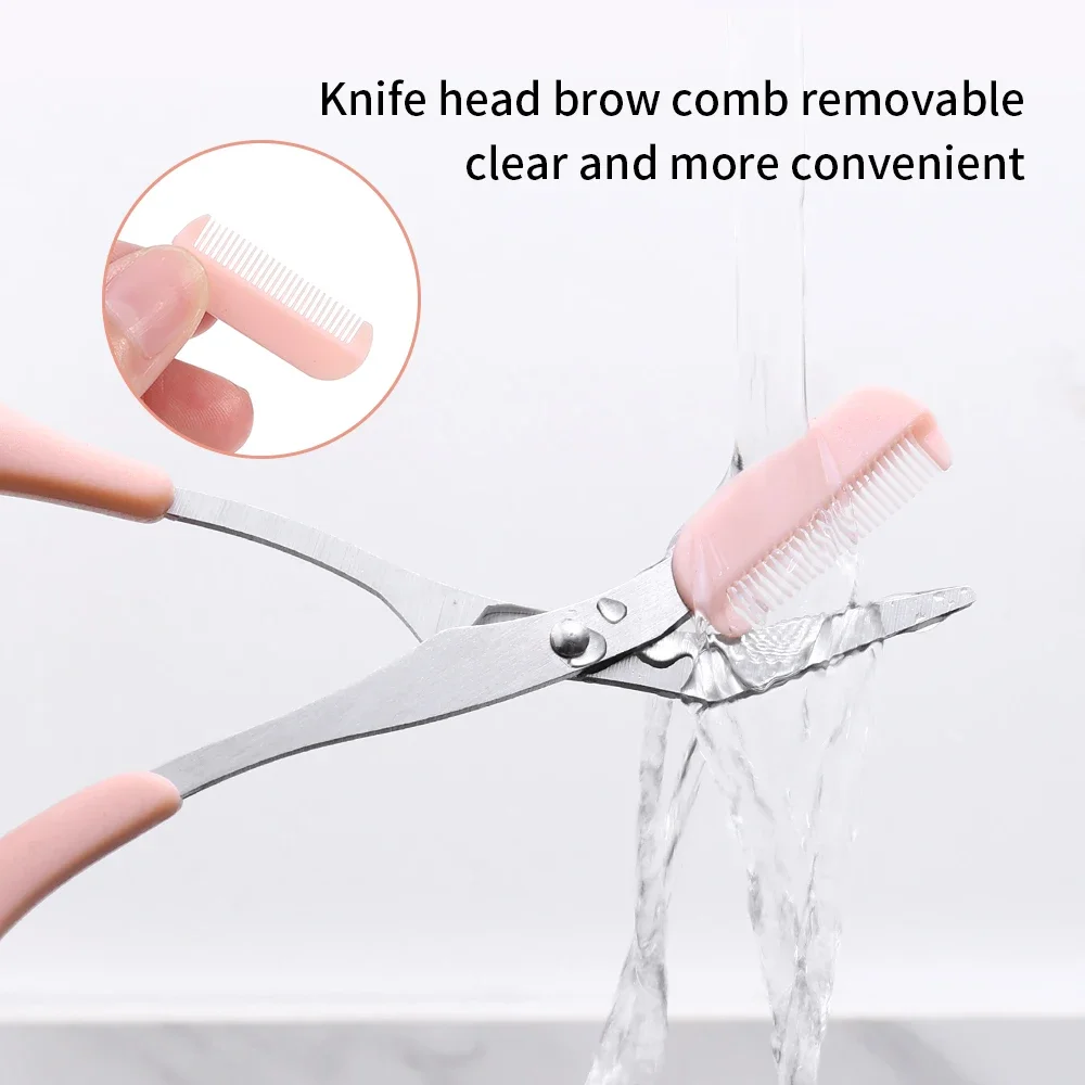 Eyebrow Trimmer Set 2PCS Portable Brow Comb Scissors Eyebrow Knife Women Professional Face Shaver Hair Removal Razor Makeup Tool