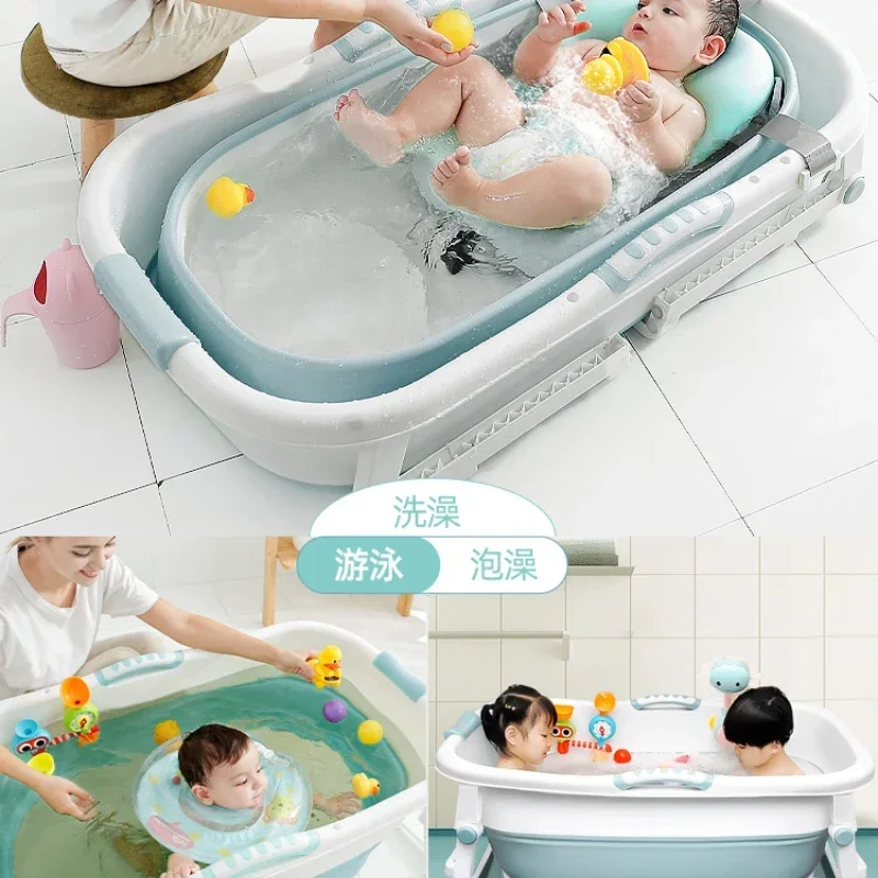 Baby Folding Bath Tub Newborn Children Bathing Bucket Winter Supplies Swimming Pool Home Inflatable Adults Home Sauna Foot Basin