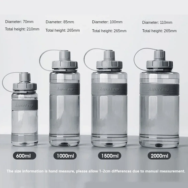 thumbnail image 1 of Botella de agua grande de 2 litros con pajita, 2 l/1,5 l/1 l/0,6 l, de gran capacidad, para escuelas, gimnasios, deportes, sin BPA, para fitness, 1 of 5