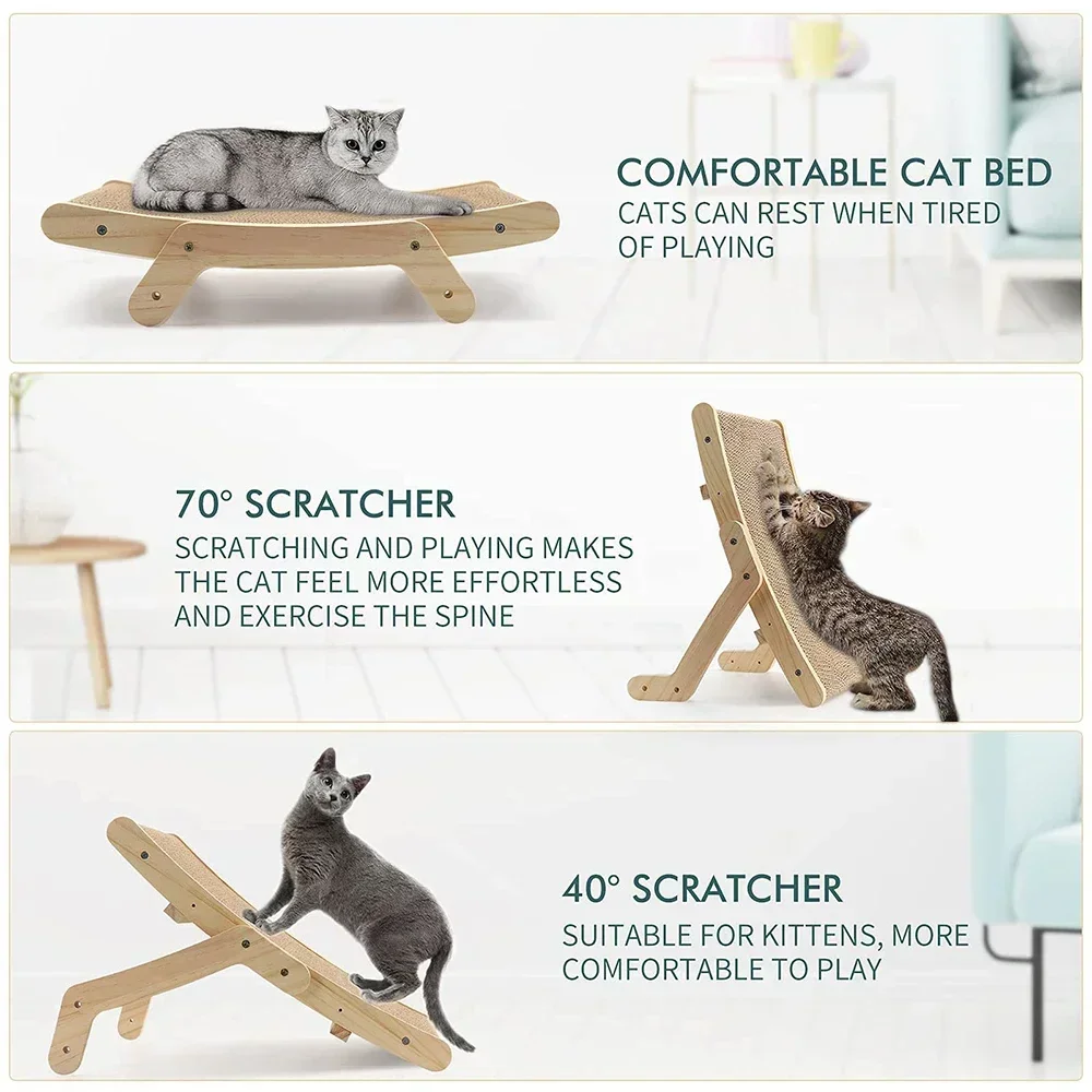 

Claw Frame Anti-scratch In Grinding 3 Cat Bed For Scraper Wooden Scratcher Cats Scratching Board Training Toy Couch 1