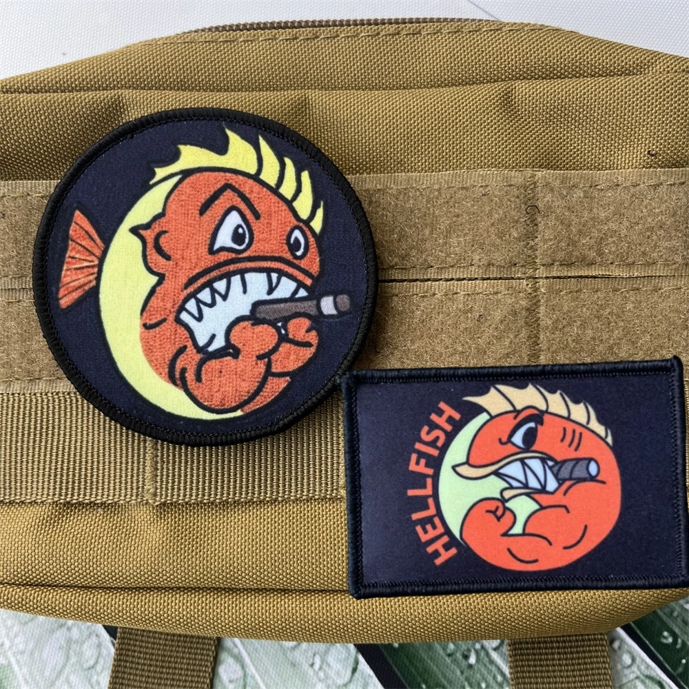 Fighting FISH HELLFISH Morale Badge Printed Patches Tactical Backpack ...