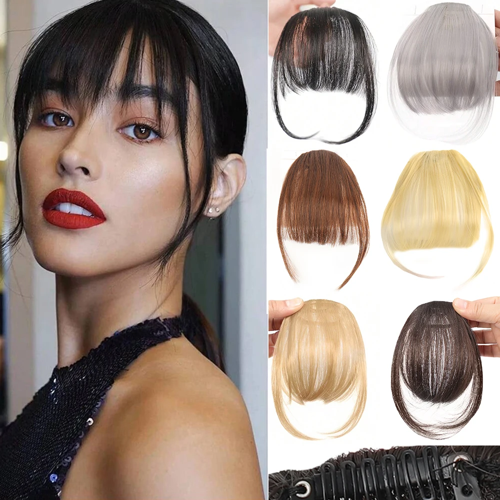 

Synthetic Air Bangs Natural Short Brown Black Fake Hair Fringe Extension 1 Clip In Hairpieces Accessories For Women Girl